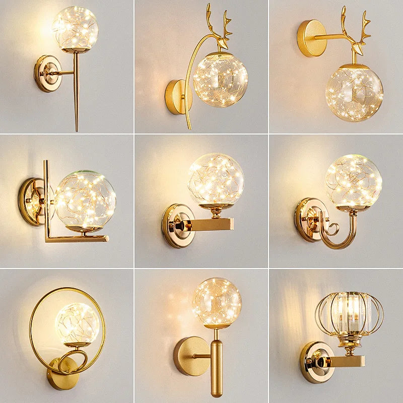 IRALAN LED Modern Glass Starry Wall Light Lamp Fixture Lustre Bedroom Study Living room Room Decor Home Appliance Lights