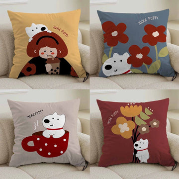 Cartoon animal pillow cover sofa living room cushion cover office waist pillow bedside square pillowcase removable and washable