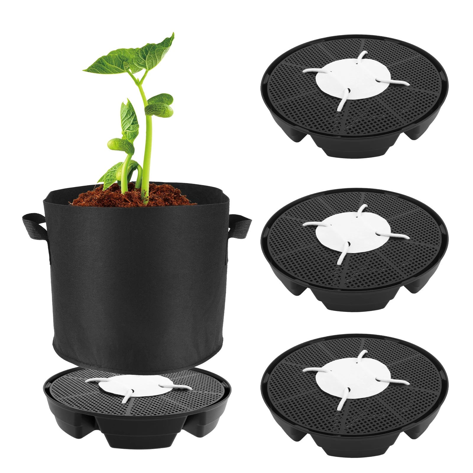 4Pcs Self Watering Planters Plant Tray Lazy Self Irrigation Stand Cotton Rope for Flower Pots Indoor Garden Decorative