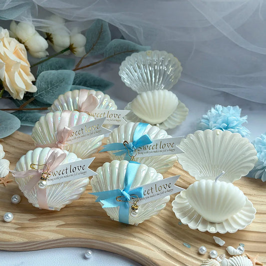 10pcs/20pcs Shell Pearl Set Candle Freesia Scented Candle for Bridal Shower Wedding Favors for Guests Party Holiday Home Decor