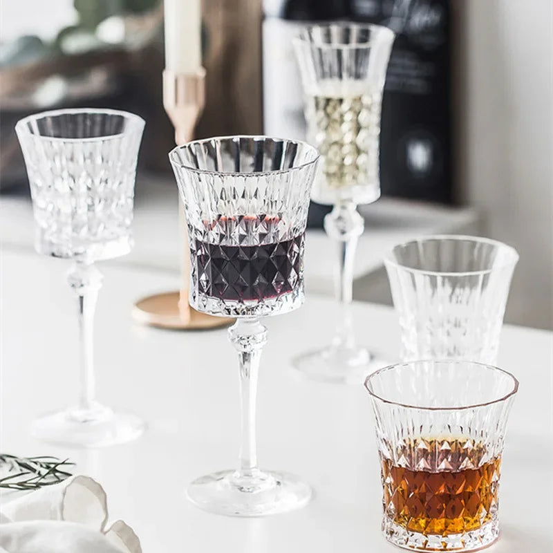 150-280ml Romantic Love Series Goblet Lead-Free Crystal Vintage Red Wine Glass Champagne Whiskey Cup Fans Holiday Gift Flat Cup
