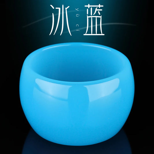Ice Blue Jade Porcelain Tea Cup Azure Glass Chinese Wine Cup Dark Blue Wisdom Cup Kungfu Tea Cup Set Healthy Tea Set