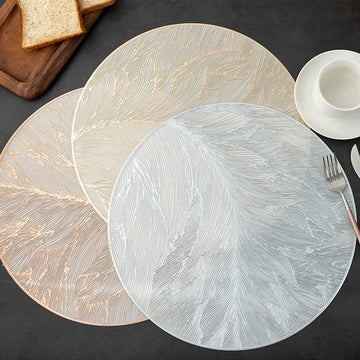 8 pcs Round Placemats Table Mats PVC Waterproof Teapot Pad Flower Texture Coaster Wear-Resistant Kitchen Tools Hot Stamping Mat