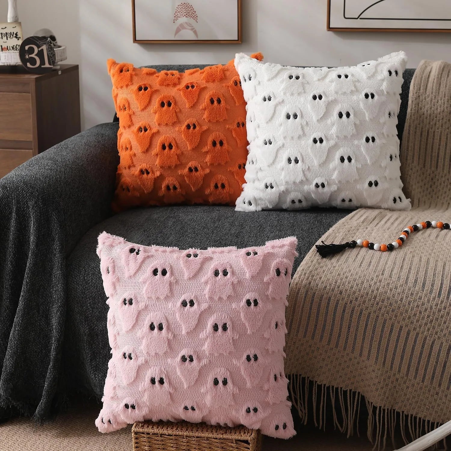 1PC Plush Halloween Pillowcase Funda Cogines De 45x45 Fun Festival Halloween Decoration Living Room Sofa Pillow Cushion Covers