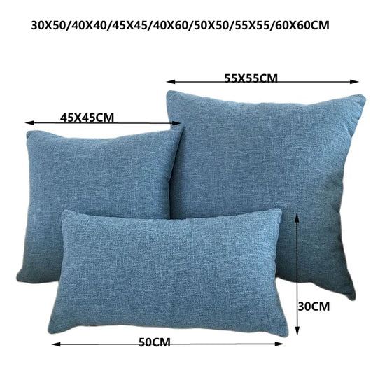 Solid Color Throw Pillow Cover 40X40/45X45 Cozy Linen Home Bedroom House Office Square Pillowcase 1pcs