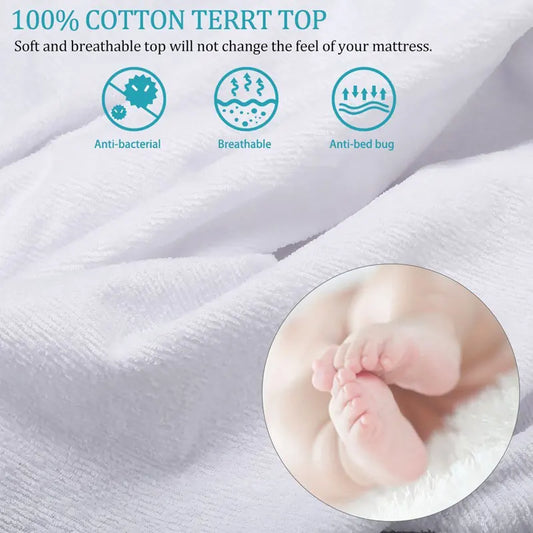 Mattress Cover Cotton Terry Cloth Waterproof Mattress Protector Deep Pocket Sheet Protector Washable & Anti Mites