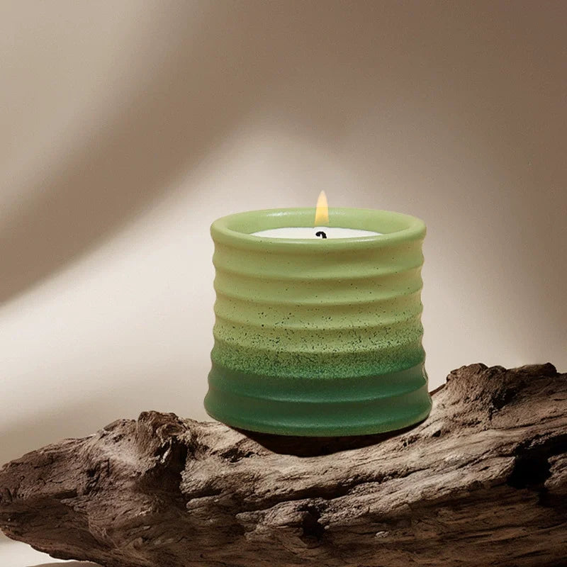 Ceramic Soy Wax Candle Minimalist Set - Smokeless Flameless Aesthetic Candles for Bedroom Living Room, Luxury Home Decor
