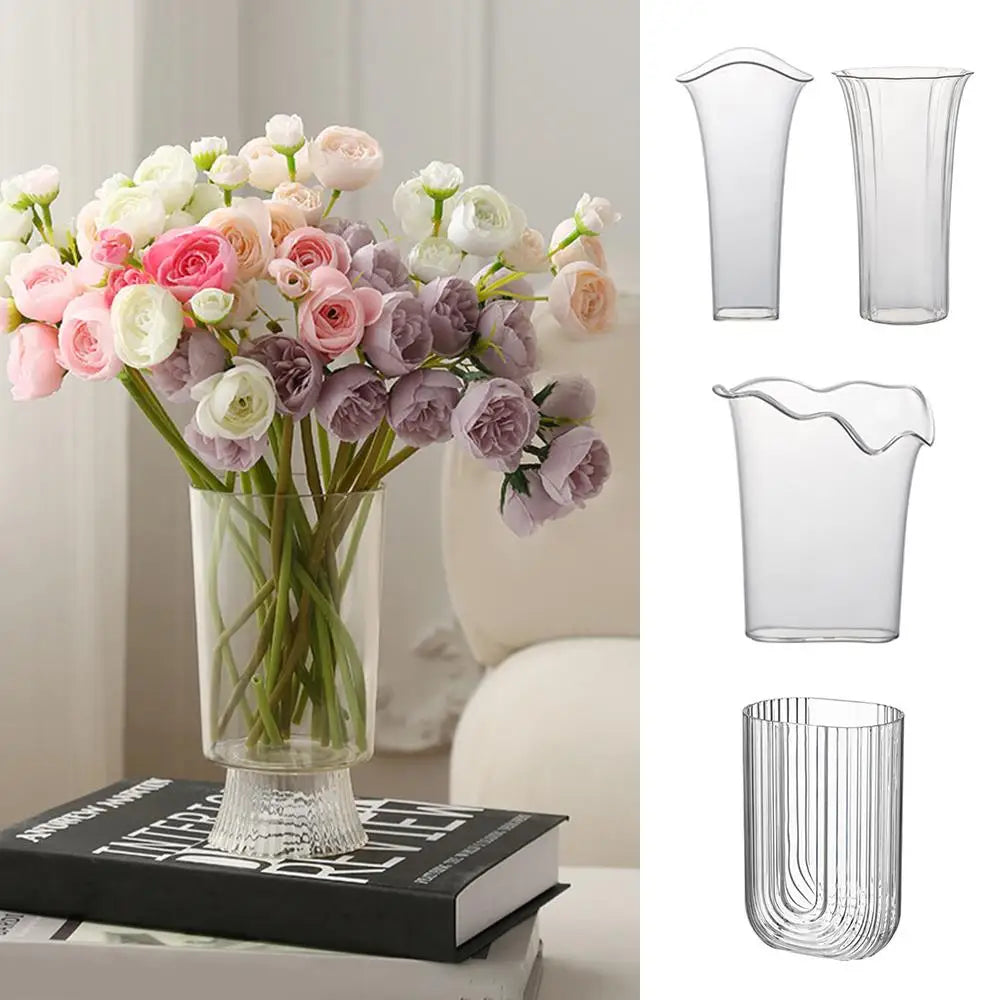 Irregular Vase Plastic Transparent Vase Imitation Crystal Vase Practical Modern Durable Wedding Flower Pot Creative Home Decor
