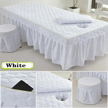 SPA Beauty Bed Sheet Salon Massage Bed Sheet Full Cover with Hole, Quilted Massage Table Cover, Salon Bedskirt Bedspread
