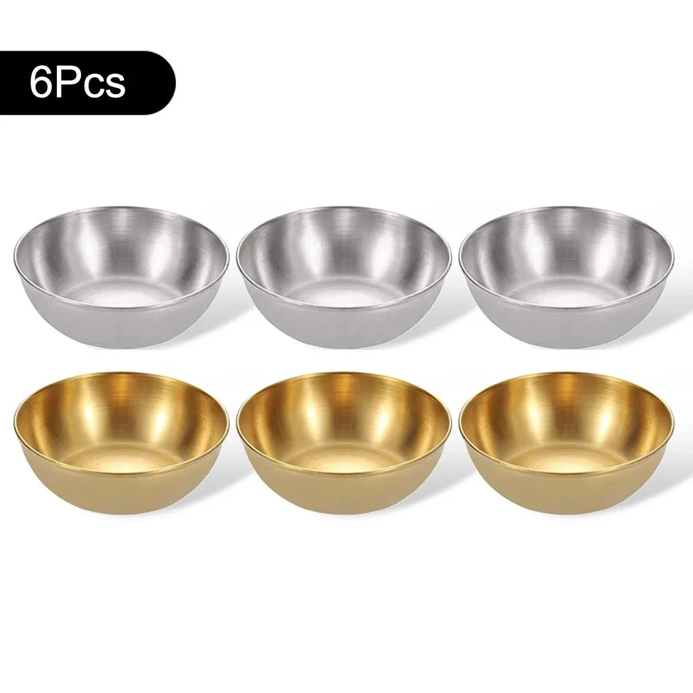 3/6Pcs Stainless Steel Sauce Dish Appetizer Serving Tray Sauce Dishes Spice Plates Kitchen Supplies Plates Spice Dish Plate