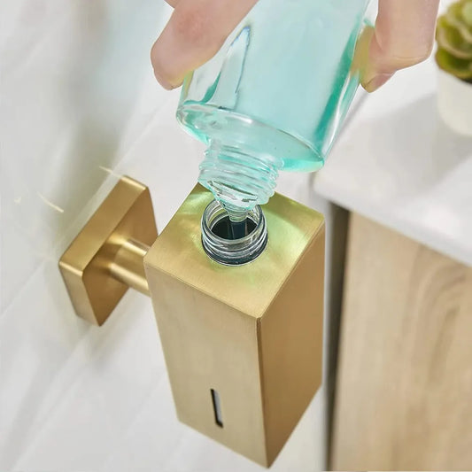 Brushed Soap Dispenser Wall Mounted Shampoo Soap Dispenser 304 Stainless Steel Press For Hotel Bathrooms Hand Sanitizer Bottle