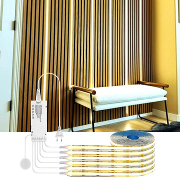 220V COB Strip Light Set 1-6PCS Integrated Lighting With Dimmable Touch/Hand Sweep Sensor Switch For Cabinet Wall Showcase Shelf