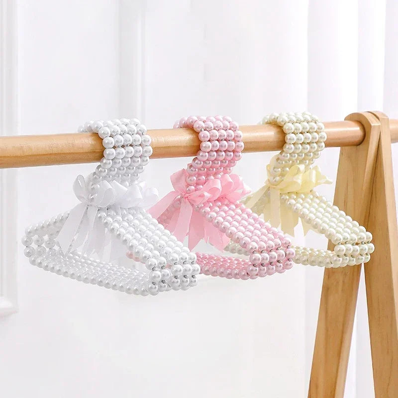30cm Children's Artificial Pearl Bow Hanger, Baby Hanger, Children's Dress Rack, Pet Dog Storage Organizer Cabinet Supplies