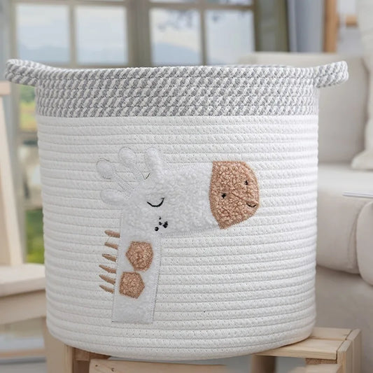 1pcs Giraffe Multifunctional Cute Cotton Rope Knitting and Finishing Basket Clothing Toys Storage Basket Living Room Home Use
