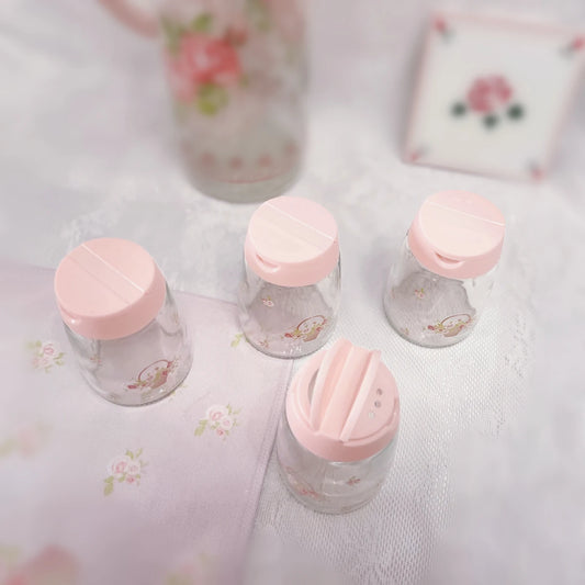1pc Spices Glass Seasoning Jar Pink Sugar Bowl Salt Shaker Seasoning Container Kitchen Supplies Storage Set Spice Boxes