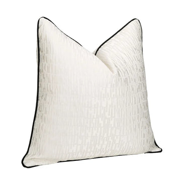 Double Sided Luxury Pillow Covers 24x24inch Ivory White High Density Jacquard Cushion Cover Square Modern Elegant Home Decor