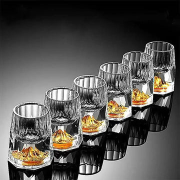 2 Pcs 15ml 24K Gold Foil Shot Glasses Bulk Crystal Wine Tasting Cup Diamond Mountain Luxury Vodka Liquor Tumbler Bullet Glass