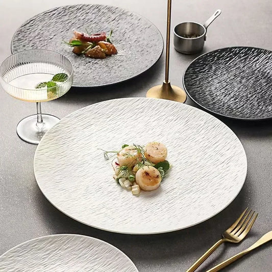 8/10/12 Inch Luxury Western Dining Dish Fancy Shallow Plate Steak Salad Dessert Plate Home Tableware Outdoor Camping Large Dish