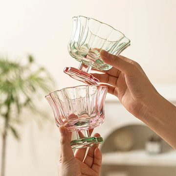 Chinese Petal Small Cup Dessert High-end Feel Oatmeal Cup Glass Cup Women's High-quality Milk