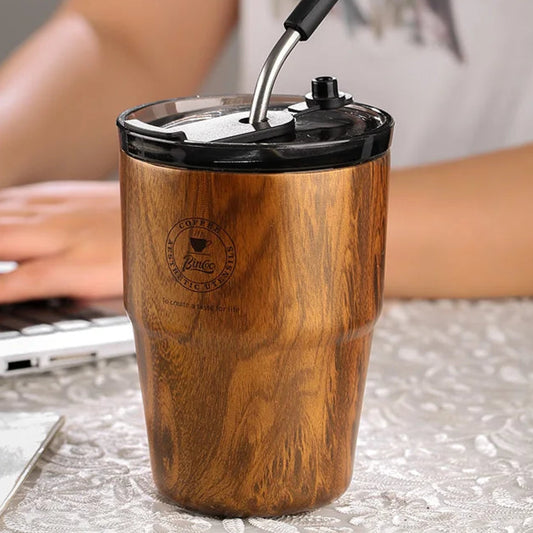580ml Ceramic Lined Thermal Coffee Mug with Straw – Insulated Leak-Proof Travel Cup | NaturalBuiltHome