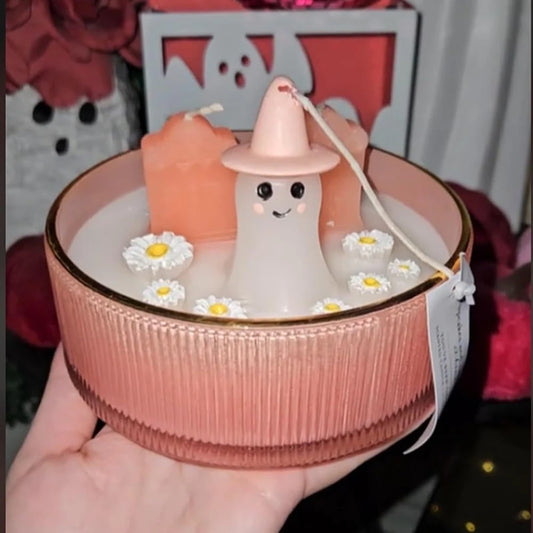 Halloween Pink Ghost Candle Modern Art Simulation Craft Cartoon Candle Home Bedroom Living Room Candlestick Decoration New