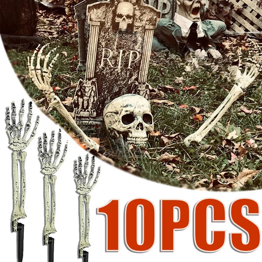 Halloween Skull Skeleton Head Realistic Human Hand Arms for Halloween Party Home Garden Lawn Decor Haunted House Horror Props