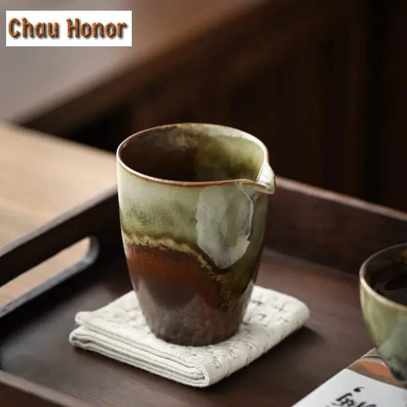 200ml Handmade Firewood Fair Cup Thick Tire Ceramic Tea Pitcher Japanese Divider Tea Chahai Kungfu Tea Pitcher Tea Ceremony
