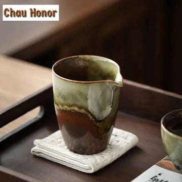 200ml Handmade Firewood Fair Cup Thick Tire Ceramic Tea Pitcher Japanese Divider Tea Chahai Kungfu Tea Pitcher Tea Ceremony