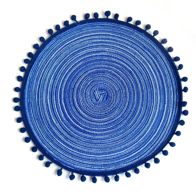1/6/10PCS Round Braided Placemats with Pompom for Dining Tables Woven Cute Table Mats Coffee Pads Kitchen Accessor 식탁매트 Салфетки