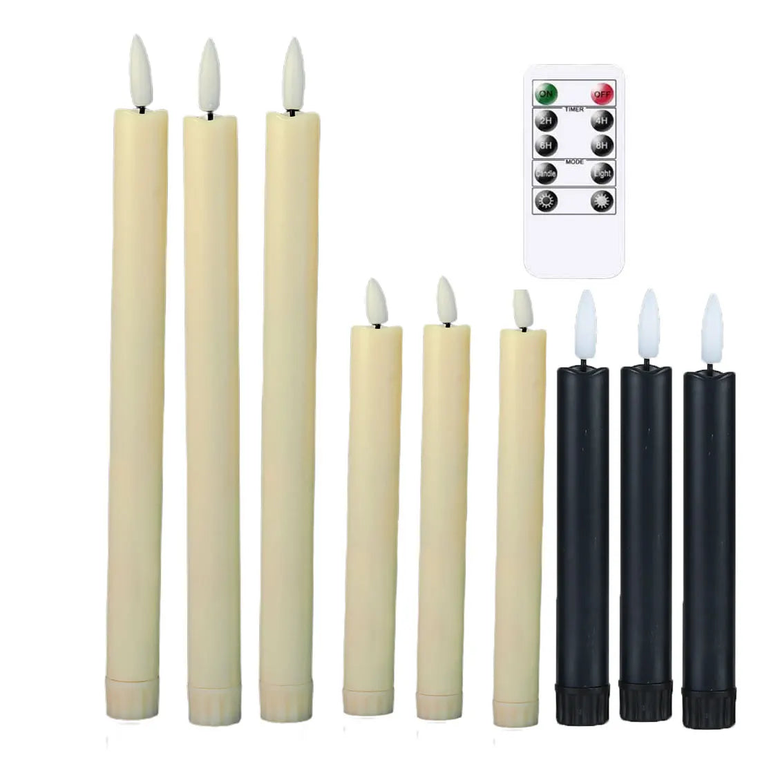 3 or 6 Pieces Beige/Black Room Decorative Christmas Halloween Candles,6.5 inch/10 Inch Plastic Valentine's Candle Light Holiday
