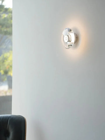 2025 Home/Italian Minimalist Lamp Circular Bedroom Crystal Bedside Wall Lamp Modern Corridor Mirror Headlight
