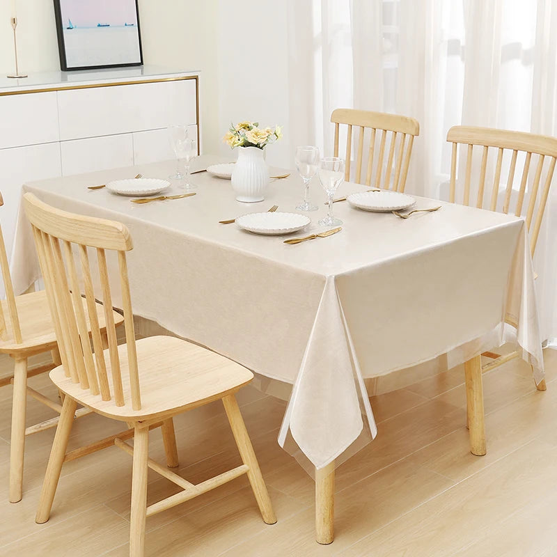 Homaxy Table Cloth Waterproof And Oil-resistant Wipeable Tablecloth Cover Plastic Tablecloths Fitted For Dining Picnics Camping