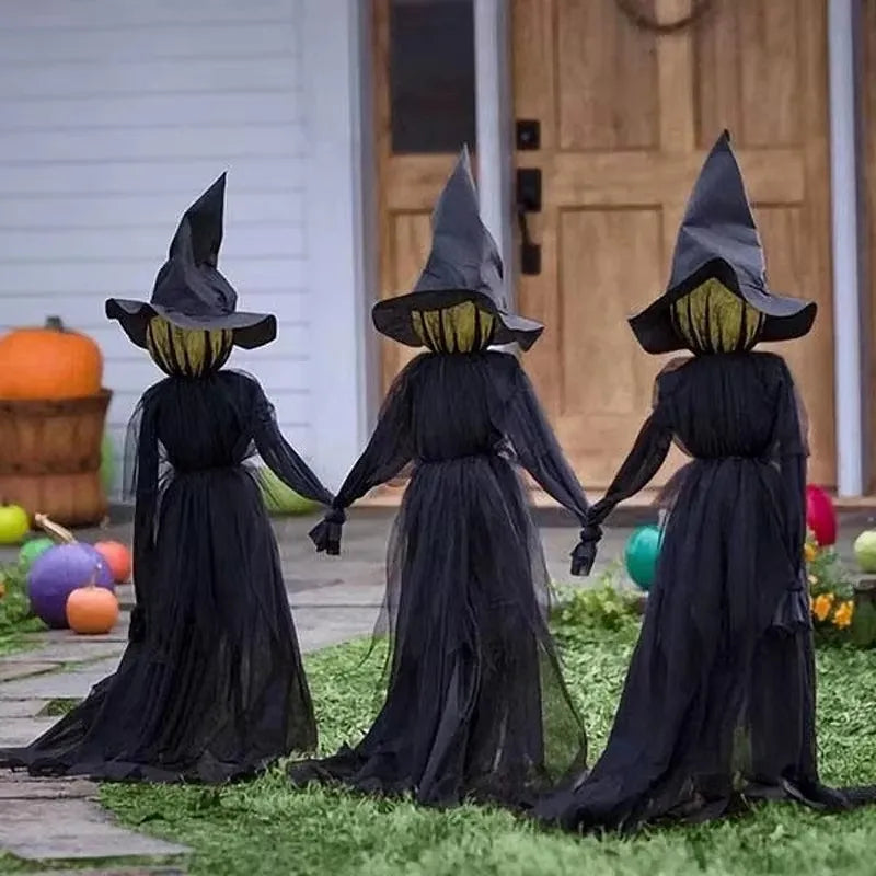 150/170cm Halloween Light-Up Witches Ghost Halloween Decoration Horror Props Creepy Skeleton For Halloween Decor Voice Control