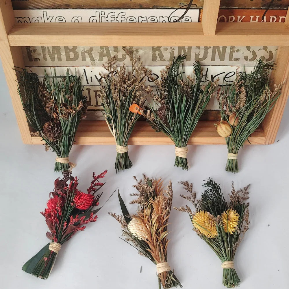 Mini Natural Dried Flower Bouquet Bridesmaid Wedding Decor Valentine's Day DIY Floral Materials Home Decor Accessories