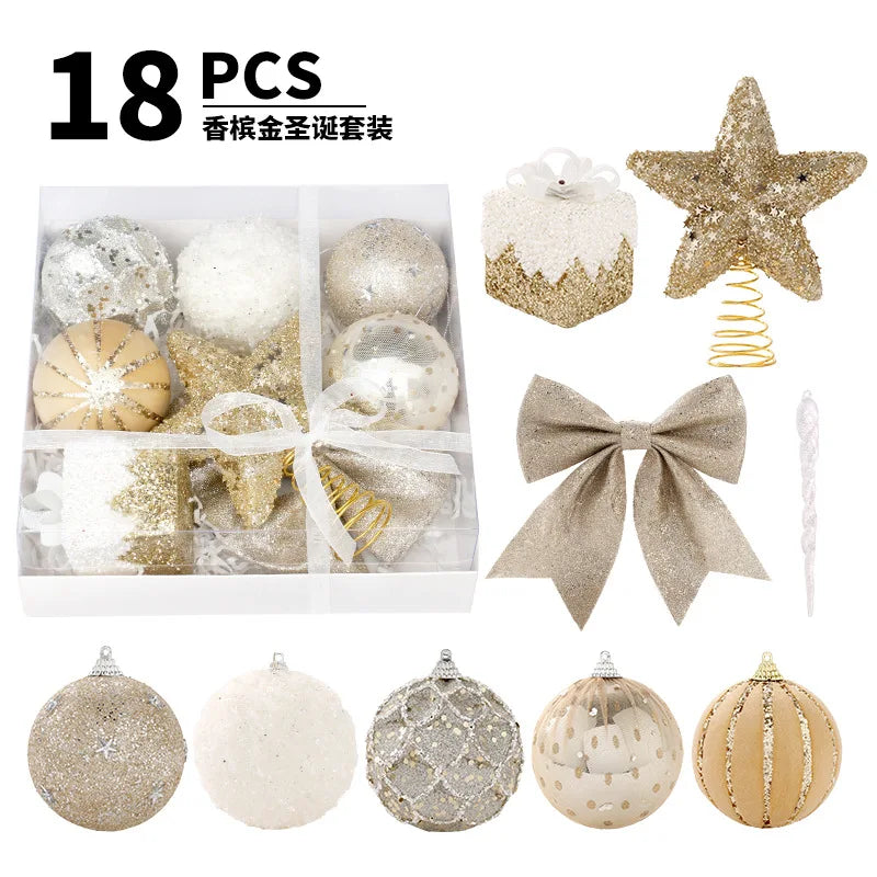 Christmas Ornaments Set,18PCS Plastic Shatterproof Christmas Ball Hanging Decor for Xmas Tree Decorations,forParty Holiday Decor