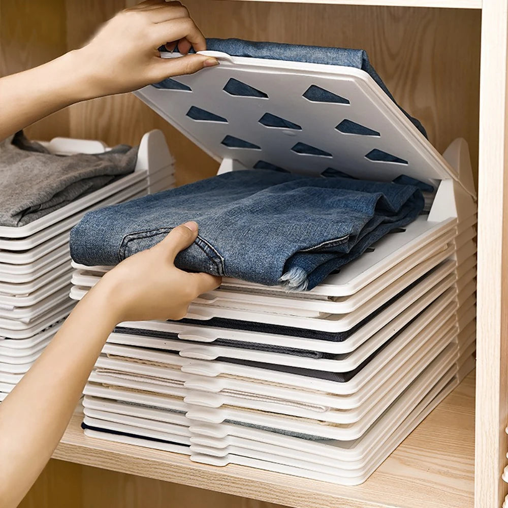 Layered Folding Clothes Storage Board  Pants T-Shirt Organizer Rack for Home Wardrobe Short Sleeve Classification Stacking Board