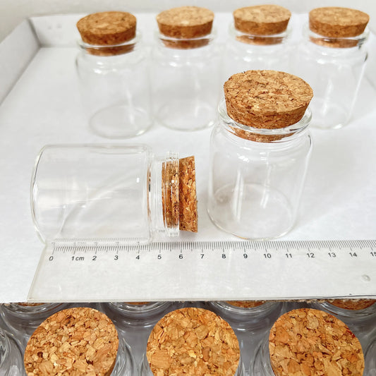 6/16 PCS 60ml Glass Spice Jars with Cork Stoppers 47×60mm Clear Storage Bottles for Kitchen Decorative Vials DIY Herbs Crafts
