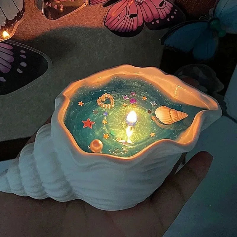 1PCS Sea Shell Aromatherapy Candle Creative Starfish Shell Scented Candle Sea Shell Candle Handmade Sea Shell Whirlpool Candles