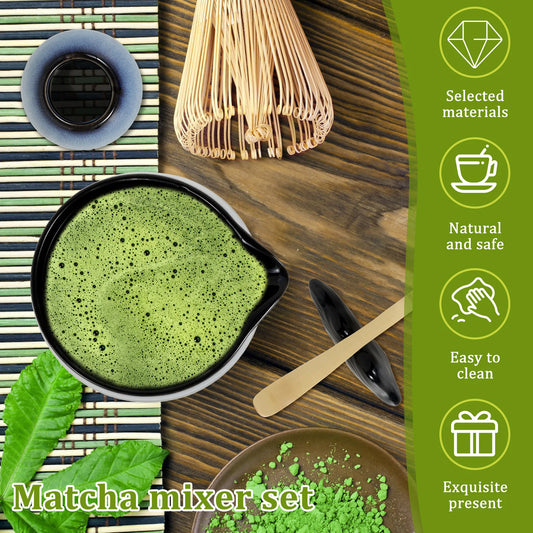 Matcha Bowl and Whisk Holder Set Premium Bamboo Ceramic 500 ml Chawan Easy to Clean Present for DIY Matcha Lover Kit