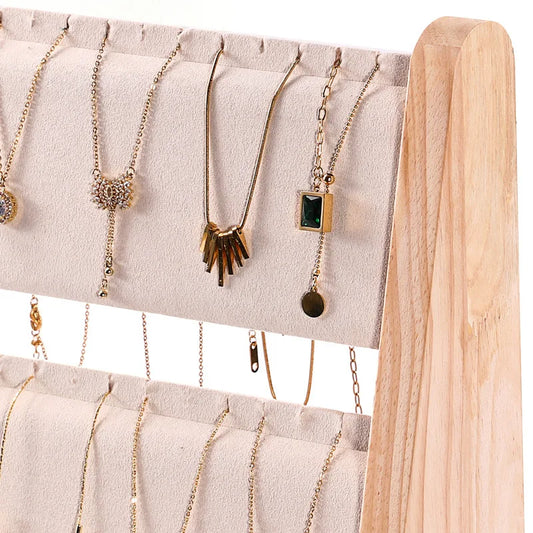 3-Tier Wooden Necklace Display Stand – Elegant Jewelry Holder for Pendants & Chains | Naturalbuilthome