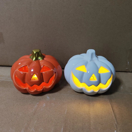 Halloween decoration pumpkin Ceramic lamp home decor Table decoration and accessories Ghost Festival Skull Ornaments LED Lights