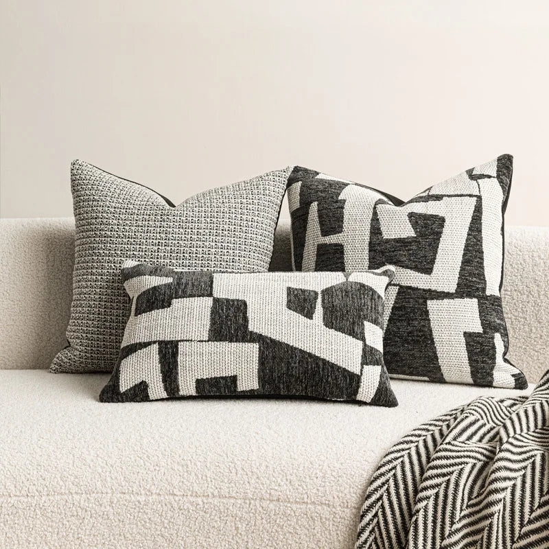 Boho Cushion Cover Black and White Geometry Pillow Covers Decorative Cotton Polyester Pillow Case Sofa Living Room Home Decor