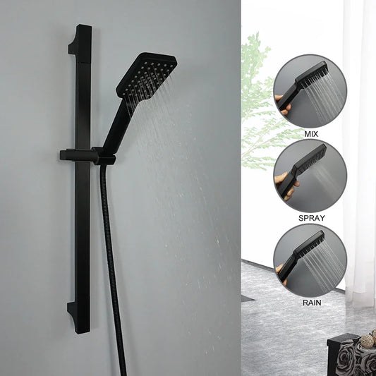 High Quality 3 Function ABS Hand Held Shower Head High Pressure Rain Shower Sprayer Set Wall Mount Slide Bar with Hose Bracket