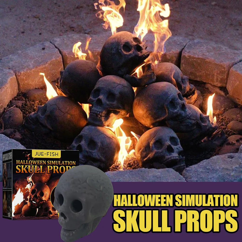 Skull Decor Prop Home Accessory Halloween Fireplace Skeleton Festive Supplies Scene Atmosphere Layout for Haunted House Desktop