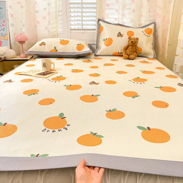High End Cartoon Ice Silk Cooling Mat for Bed Cool Down Sleeping Mat for Summer Adult Child Bed Pad and Pillowcases Washable