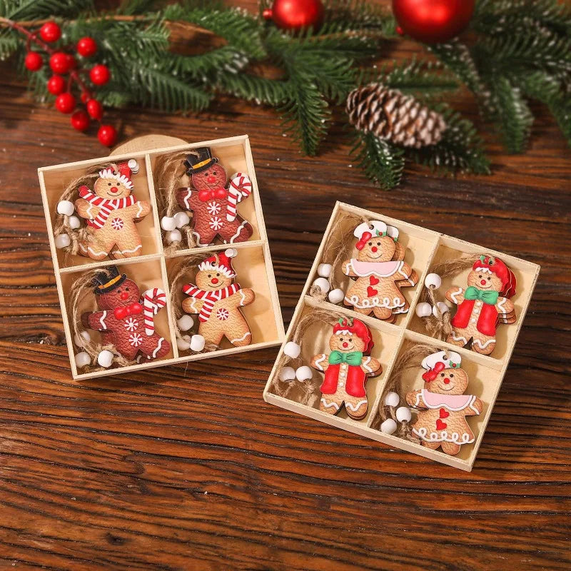 12PCS Christmas Tree Decoration Wood Hanging Decorations for Christmas Tree  Ornament Xmas Party Supplies Holiday Decor