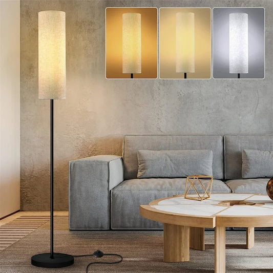 LED Floor Lamp with Lampshade Foot Switch Dimmable Reading Light For Home Bedroom Living Room Office