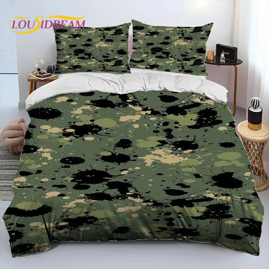 Military Camouflage Color Comforter Bedding Set,Duvet Cover Bed Set Quilt Cover Pillowcase,King Queen Size Bedding Set Boy Adult
