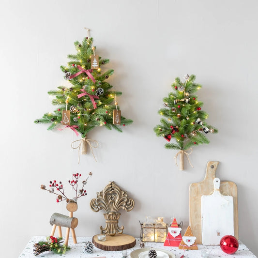 Creative DIY Small Wall Christmas Tree LED light String Door hanging Christmas Decoration Home Scene Layout Party Glowing Decor