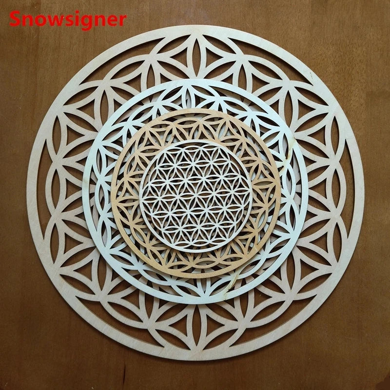 10/15/20/30cm High Quality Wooden Wall Sign Flower Of Life Sacred Geometry Home Decoration Wood Coaster for Home Wall Decor